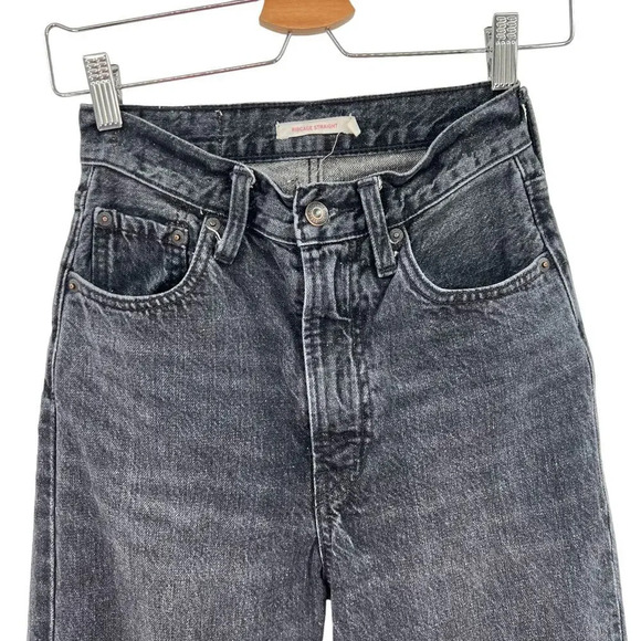 Levi's Wellthread‎ Ribcage Straight Jeans Black Size 25 - Picture 3 of 12